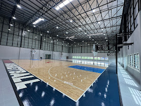 Basketball court and hoops