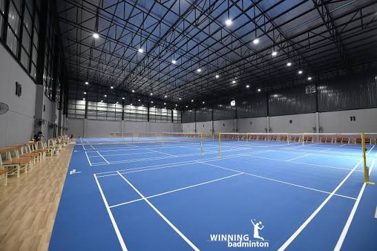 Indoor badminton courts at Winning Sports Complex